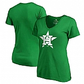 Women Houston Astros Fanatics Branded Kelly Green Plus Size St. Patrick's Day White Logo V Neck T-Shirt,baseball caps,new era cap wholesale,wholesale hats